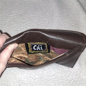 Brown Leather Chi Wallet by Carlos Falchi